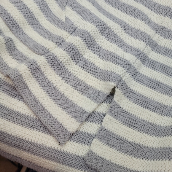Chelsea & Theodore cotton long striped gray white hoodie sweater nautical cozy M - Picture 10 of 11
